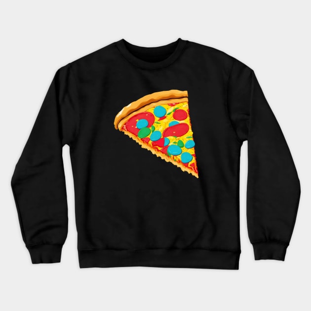 Pizza Slice in Funky Colors Crewneck Sweatshirt by FunkyColorShop